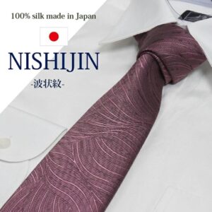 【Cravat Ueda】波浪西陣織領帶（淡粉紅色）