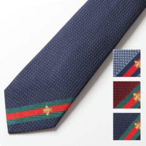 GUCCI 男士領帶 真絲提花織帶蜜蜂圖案