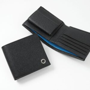 BVLGARI 男士黑色皮革雙折皮夾