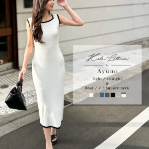 簡約純色及膝羅紋針織夏季針織洋裝無袖優雅修身開衩