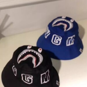 日本潮牌bape夏款男女兒童漁夫帽鯊魚帽子寶寶遮陽太陽帽親子帽